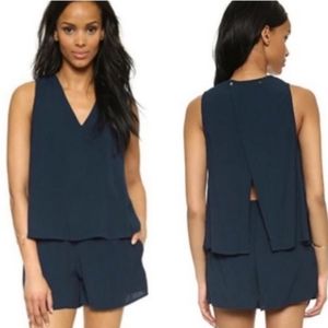 MADEWELL Royal Dark Blue Open Back Overlay Front Airy & Light Shorts Romper M